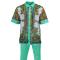 Prestige Mint / Gold / White Hand Laced Irish Linen Short Sleeve Outfit LUX-260